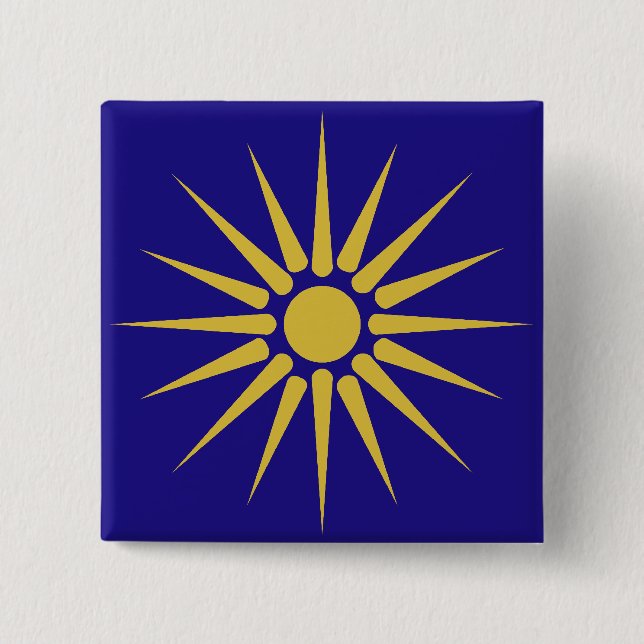 Greek Macedonia, Greece flag 15 Cm Square Badge (Front)