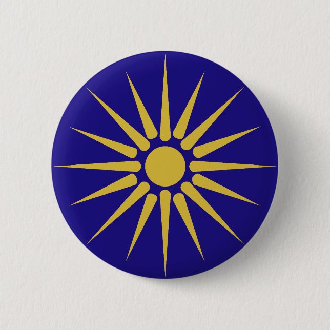 Greek Macedonia, Greece flag 6 Cm Round Badge (Front)