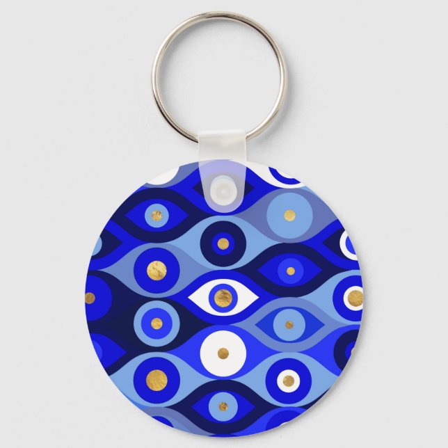 Greek Mati Mataki - Matiasma Evil Eye blues Key Ring (Front)