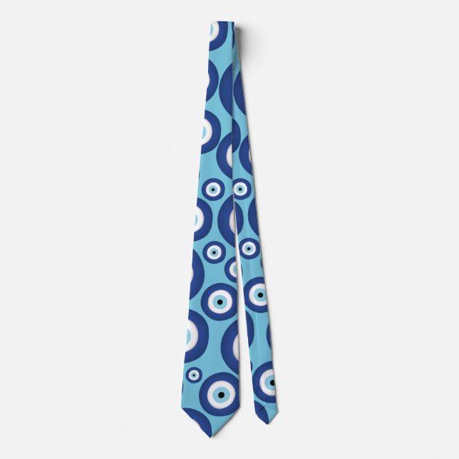 Greek Mati Mataki - Matiasma Evil Eye Pattern #2 Tie (Front)