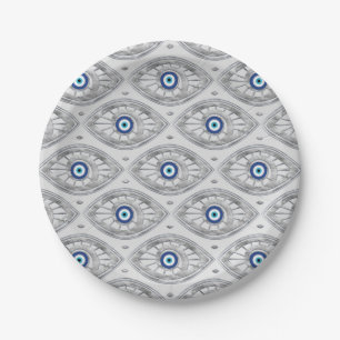 Greek Mati Mataki - Matiasma Evil Eye Pattern #3 Paper Plate