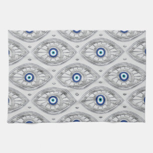 Greek Mati Mataki - Matiasma Evil Eye Pattern #3 Tea Towel