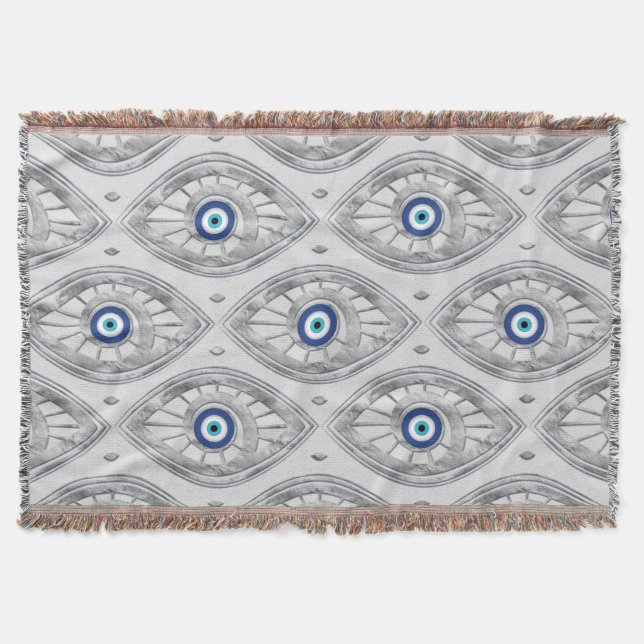 Greek Mati Mataki - Matiasma Evil Eye Pattern #3 Throw Blanket (Front)