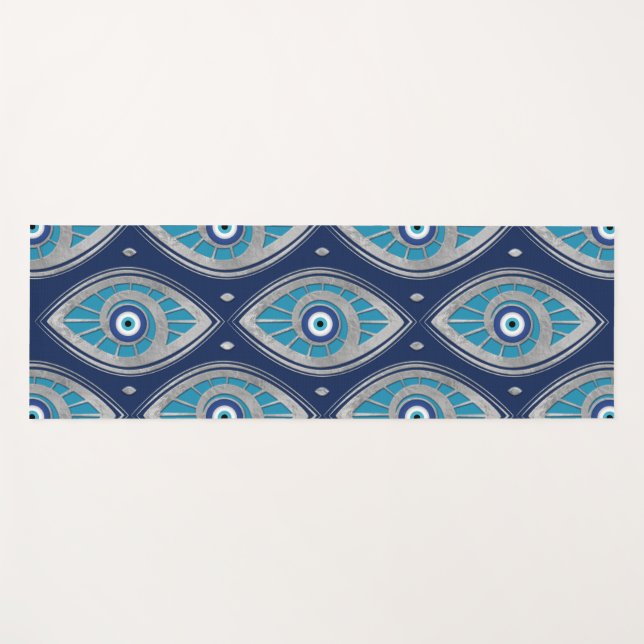 Greek Mati Mataki - Matiasma Evil Eye Pattern #4 Yoga Mat (Front (Horizontal))