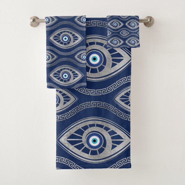 Greek Mati Mataki - Matiasma Evil Eye Pattern #5 Bath Towel Set (Insitu)
