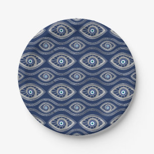 Greek Mati Mataki - Matiasma Evil Eye Pattern #5 Paper Plate