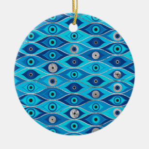 Greek Mati Mataki - Matiasma Evil Eye Pattern Ceramic Ornament