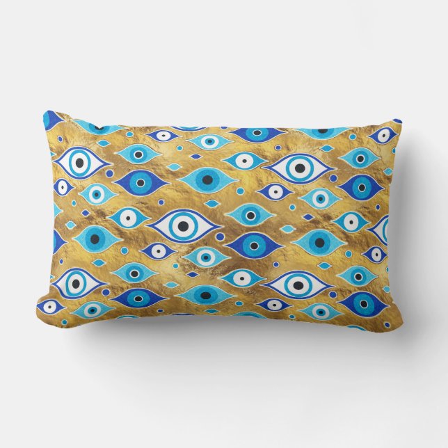 Greek Mati Mataki - Matiasma Evil Eye pattern Lumbar Cushion (Front)