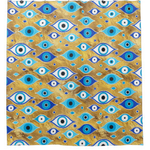 Greek Mati Mataki - Matiasma Evil Eye pattern Shower Curtain