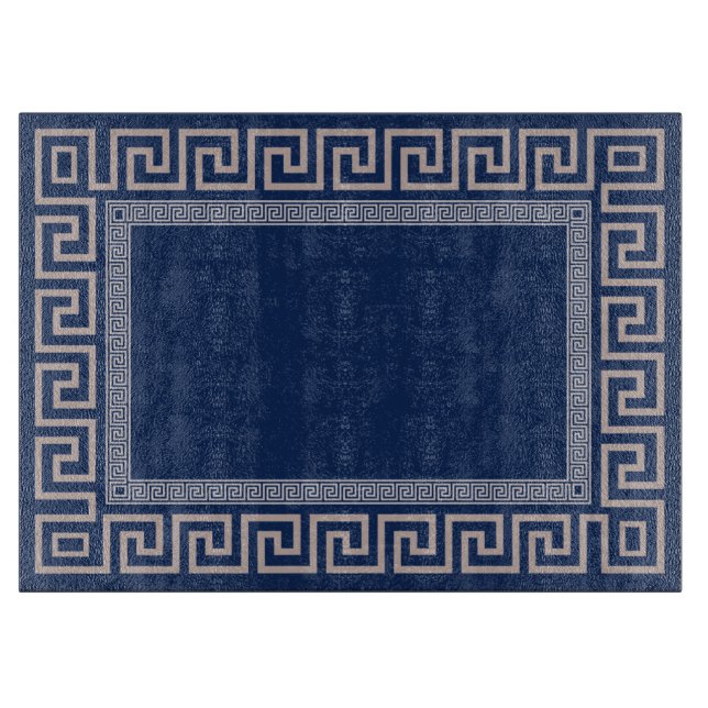 Greek Meander - Greek Key - Blue and beige Cutting Board (Front)