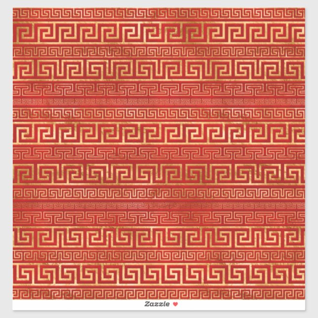 Greek Meander - Greek Key - Gold on Red (Sheet)