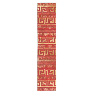 Greek Meander - Greek Key - Gold on Red Short Table Runner