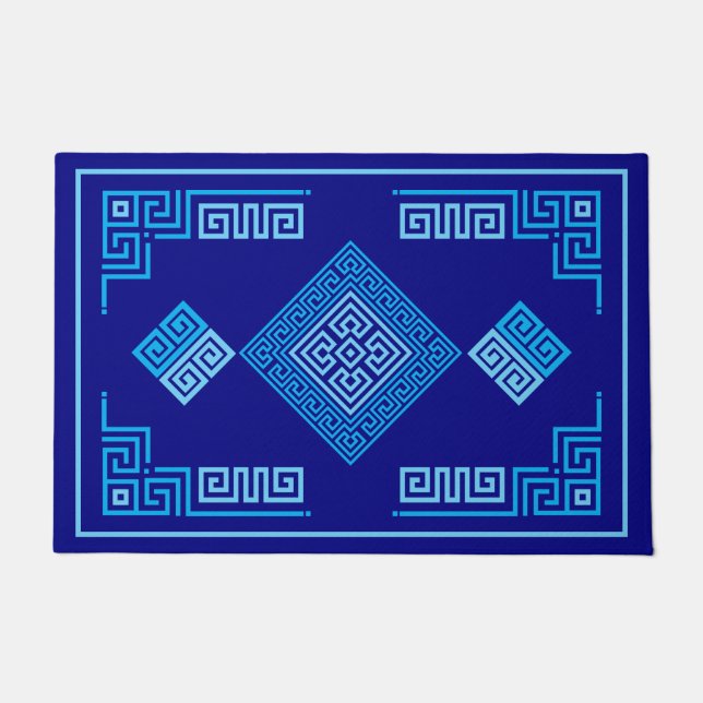 Greek Meander - Greek Key - Shades of blue Doormat (Front)