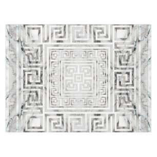 Greek Meander - Greek Key White Marble textures Tablecloth