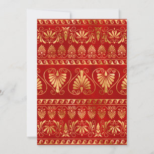 Greek Meander - Greek Ornament - Gold on Red Holiday Card