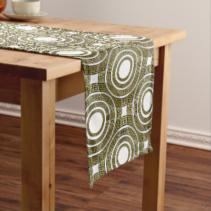 Greek Meander in Golden and Black Colours Long Table Runner