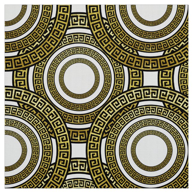 Greek Meander  in Golden Seamless Pattern Fabric (Swatch)