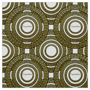 Greek Meander Infinity Eternity Symbol Gold Fabric
