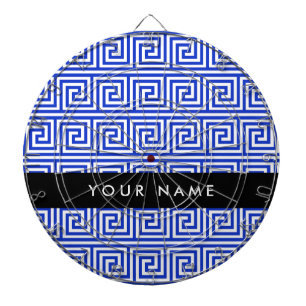 Greek Meander Key Blue, Your Name, Personalise Dartboard