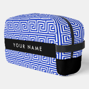 Greek Meander Key Blue, Your Name, Personalise Dopp Kit