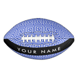 Greek Meander Key Blue, Your Name, Personalise Football