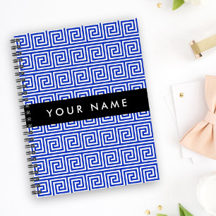 Greek Meander Key Blue, Your Name, Personalise Planner