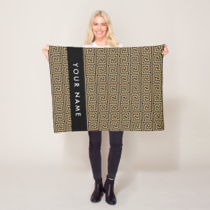 Greek Meander Key Brown, Your Name, Personalise Fleece Blanket