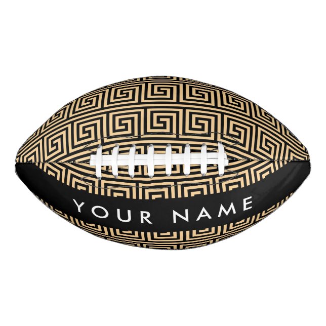 Greek Meander Key Brown, Your Name, Personalise Football (Front)