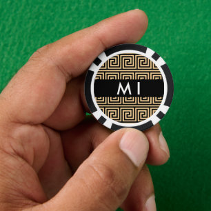 Greek Meander Key Brown, Your Name, Personalise Poker Chips