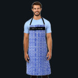 Greek Meander Key H Blue, Your Name, Personalise Apron<br><div class="desc">Elegant,  stylish and sophisticated Greek pattern in blue and white colour. Modern and trendy gift,  perfect for the Mediterranean lover in your life. Personalise by adding your name,  nickname,  monogram or initials.</div>