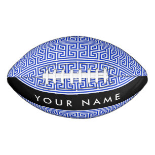 Greek Meander Key H Blue, Your Name, Personalise Football