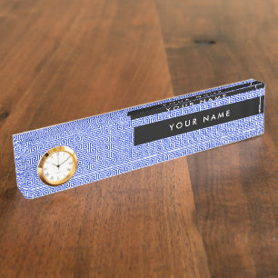 Greek Meander Key H Blue, Your Name, Personalise Nameplate