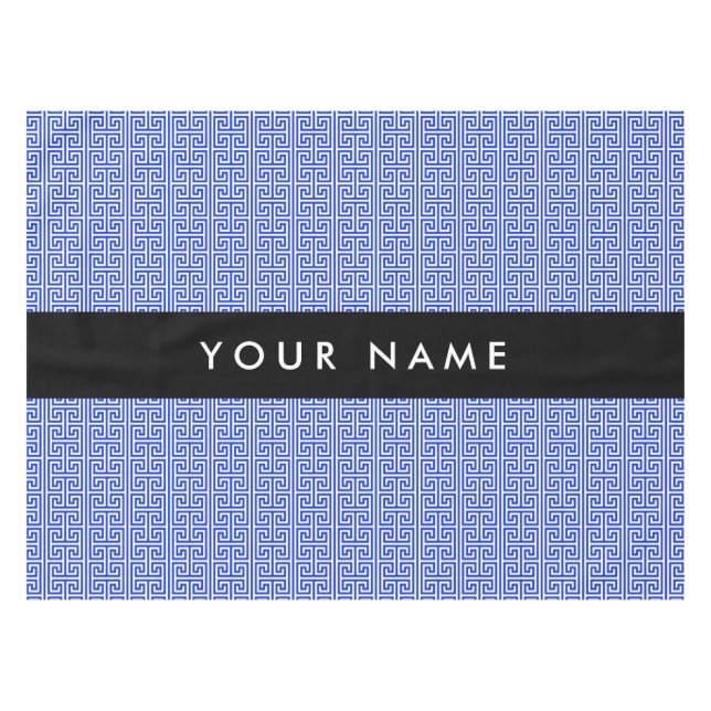 Greek Meander Key H Blue, Your Name, Personalise Tablecloth (Front (Horizontal))