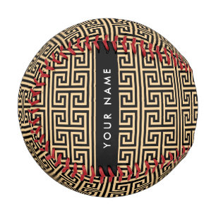 Greek Meander Key H Brown, Your Name, Personalise Baseball