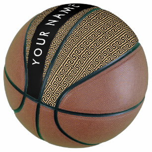 Greek Meander Key H Brown, Your Name, Personalise Basketball