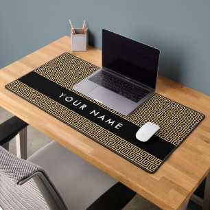 Greek Meander Key H Brown, Your Name, Personalise Desk Mat