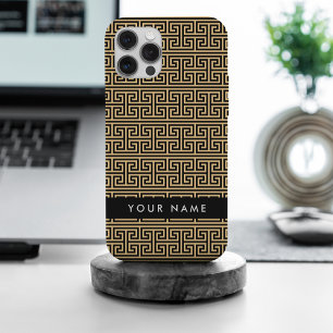 Greek Meander Key H Brown, Your Name, Personalise iPhone 15 Pro Max Case