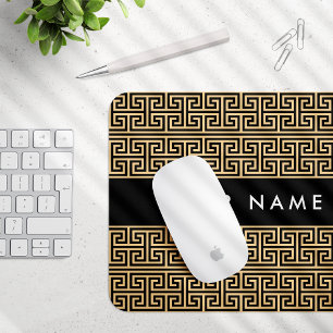 Greek Meander Key H Brown, Your Name, Personalise Mouse Pad
