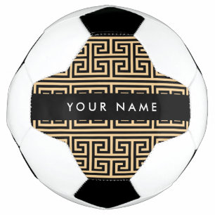 Greek Meander Key H Brown, Your Name, Personalise Soccer Ball