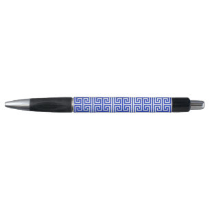 Greek Meander Key Square H Pattern Blue