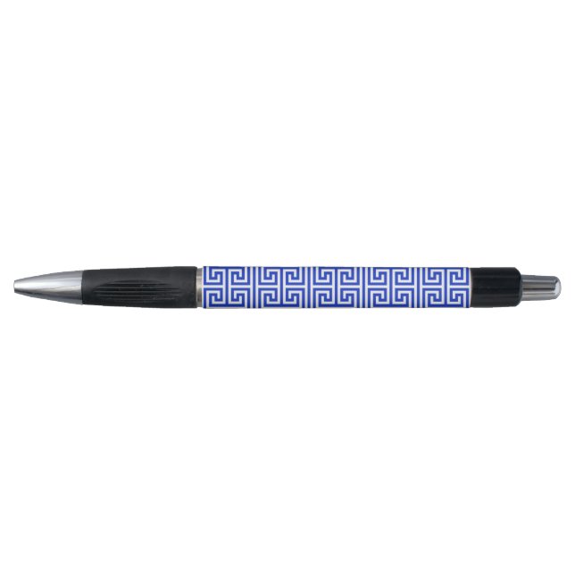 Greek Meander Key Square H Pattern Blue (Front)