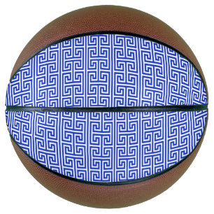 Greek Meander Key Square H Pattern Blue Basketball