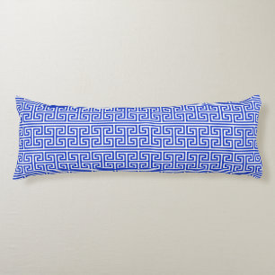 Greek Meander Key Square H Pattern Blue Body Cushion