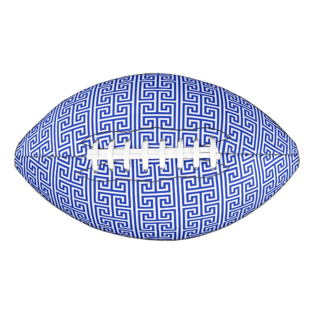 Greek Meander Key Square H Pattern Blue Football (Front)