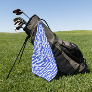 Greek Meander Key Square H Pattern Blue Golf Towel