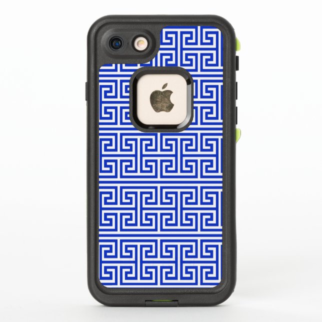 Greek Meander Key Square H Pattern Blue LifeProof iPhone Case (Back)