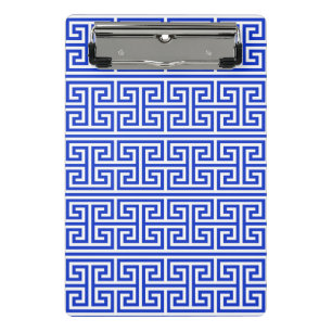 Greek Meander Key Square H Pattern Blue Mini Clipboard
