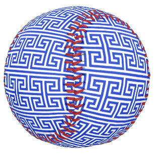 Greek Meander Key Square H Pattern Blue Softball