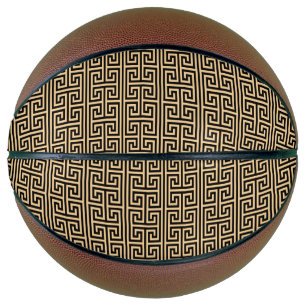 Greek Meander Key Square H Pattern Brown Basketball