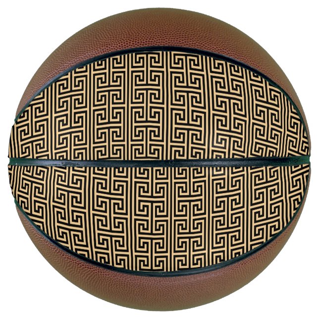 Greek Meander Key Square H Pattern Brown Basketball (Front)